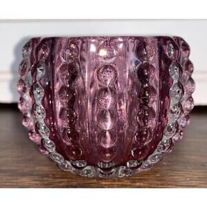Pink / Purple / Clear Hobnail Glass Tea light Holder 2.5” X‎ 3”